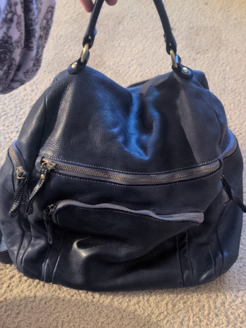 Bolsa Nova X Free People Sold Out Momma MiaClassic Navy Leather Backpack - Women - Picture 9 of 16